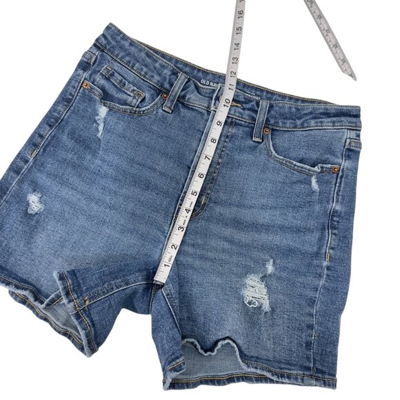 Old Navy Womens High-Rise OG Straight Denim Shorts Size 10 Blue Distressed - Picture 6 of 12